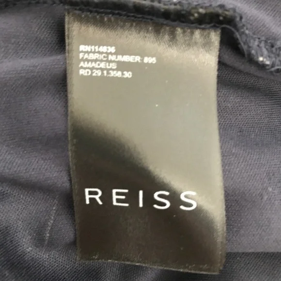 Reiss Amadeus Dress in Navy & White Print - Picture 7 of 9